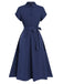 [Vorverkauf] 1950er Solide Flügelärmel Knöpfen Hemdkleid