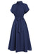 [Vorverkauf] 1950er Solide Flügelärmel Knöpfen Hemdkleid