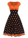 Orange 1950er Kürbis Gesicht Herzförmiger Hals Kleid