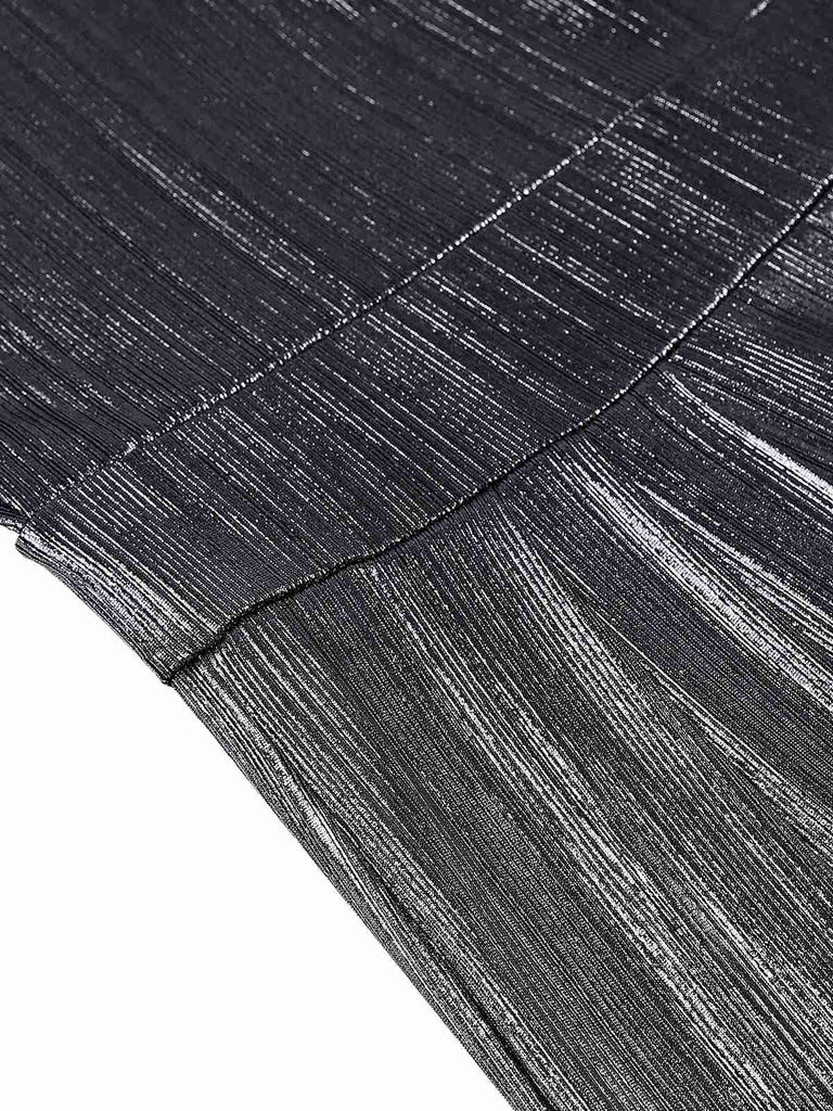 Disco outfit Metallic Gold 1980er Wasserfallkragen Spaghetti Träger Jumpsuit