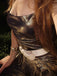 Disco outfit Metallic Gold 1980er Wasserfallkragen Spaghetti Träger Jumpsuit