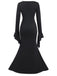 Schwarz 1930er Gothic Morticia Addams Dolman-Ärmel Fischschwanz Kleid