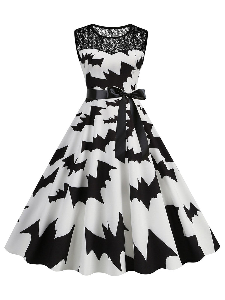 1950er Halloween Spitze Patchwork Sleeveless Kleid