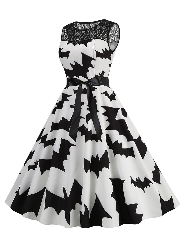 1950er Halloween Spitze Patchwork Sleeveless Kleid