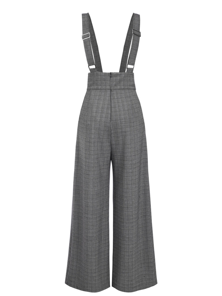 [Vorverkauf] Grün 1940er Glen Plaid Geknöpft Overall Hosen