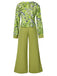 2PCS 1940er Grün Geometrisch Top & Weitem Bein Hose