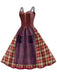 1950er Halloween Hocus Pocus Kostüm Plaid Doppelträger Kleid