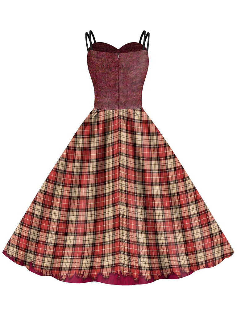 1950er Halloween Hocus Pocus Kostüm Plaid Doppelträger Kleid