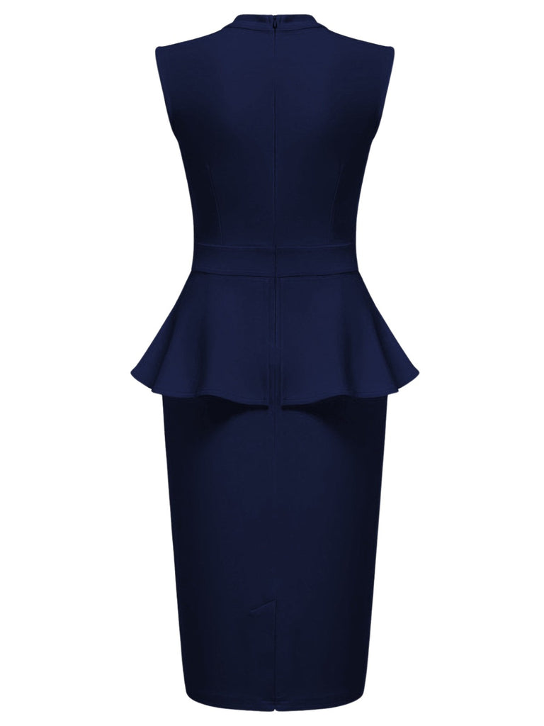 1960er Rundhals Patchwork Wickel Ärmelloses Kleid