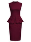 Weinrotes 1960er Rundhals Patchwork Wickel Ärmelloses Kleid