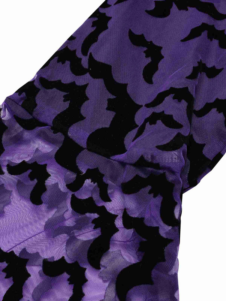 Lila 1960er Fledermäuse Masche Glockenärmel Kleid