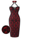 [Vorverkauf] Rot 1970er Gothic Schädel Halter Bleistift Kleid