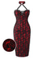 [Vorverkauf] Rot 1970er Gothic Schädel Halter Bleistift Kleid