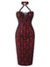 [Vorverkauf] Rot 1970er Gothic Schädel Halter Bleistift Kleid