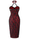 [Vorverkauf] Rot 1970er Gothic Schädel Halter Bleistift Kleid