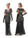 Schwarz 1920er Pailletten Maschen Abendkleid im Meerjungfrauen-Stil