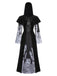 Schwarz 1940er Halloween Geist Schnürung Kleid mit Schal