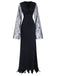 Schwarz 1930er Spitze Ärmel Bodenlänge Gothic Kleid