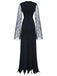 Schwarz 1930er Spitze Ärmel Bodenlänge Gothic Kleid