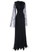Schwarz 1930er Spitze Ärmel Bodenlänge Gothic Kleid