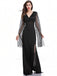 Schwarz 1930er Spitze Ärmel Bodenlänge Gothic Kleid