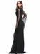 Schwarz 1930er Spitze Ärmel Bodenlänge Gothic Kleid