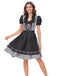 2PCS Schwarz 1950er Oktoberfest Dirndl Puffärmel Gingham Kleid mit Schürze