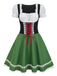 Grün 1950er Oktoberfest Dirndl Puffärmel Patchwork Kleid