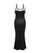 Schwarz 1930er Skeleton Schlitz Spaghetti Träger Kleid