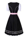 2PCS Rosa 1950er Oktoberfest Dirndl Puffärmel Besticktes Kleid