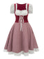 1950er Oktoberfest Dirndl Puffärmel Gingham Plaid Kleid
