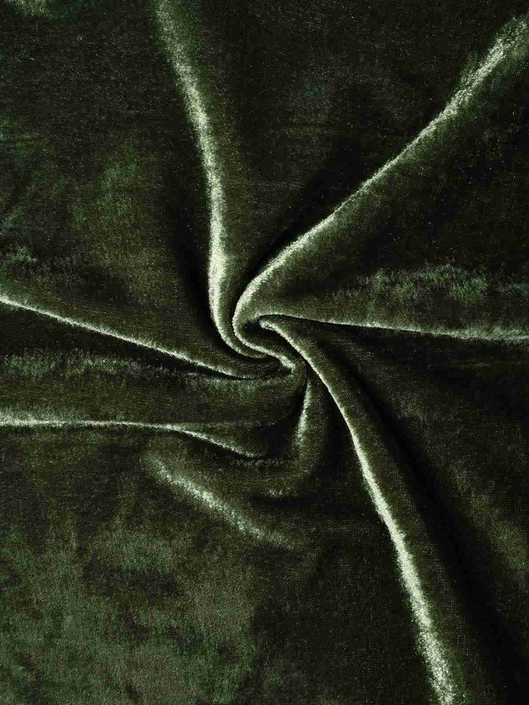 Grün 1940er Tief V-Ausschnitt Perle Samt Kleid