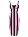Schwarz 1960er Beetlejuice Kostüm Vertikale Streifen Träger Bleistiftkleid