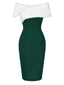 Grün 1960er Kunstpelz Schulterfrei Kleid