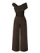 Braun 1950er Samt Schulterfrei Taste Jumpsuit