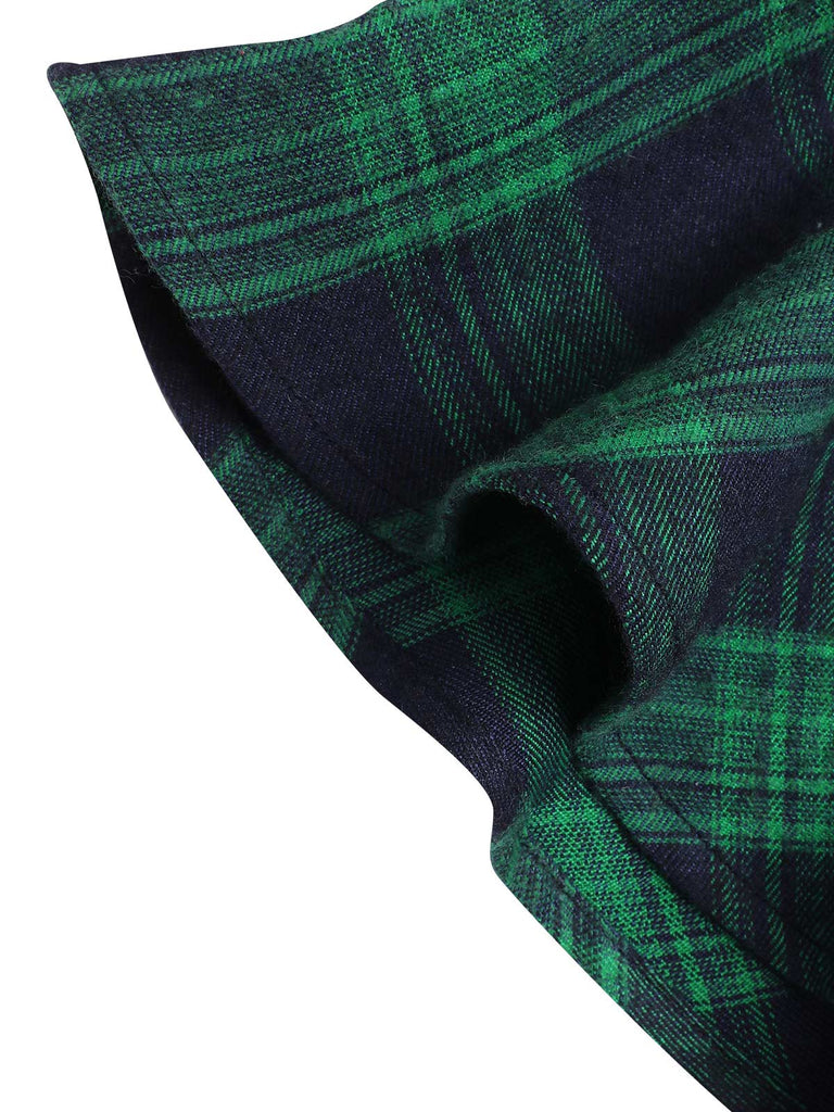 1930er Rundhalsausschnitt Tartan Plaid Meerjungfrauenkleid