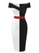 [Vorverkauf] Schwarz 1960er Halloween Cruella de Vil Kostüm Farbblock Bleistiftkleid
