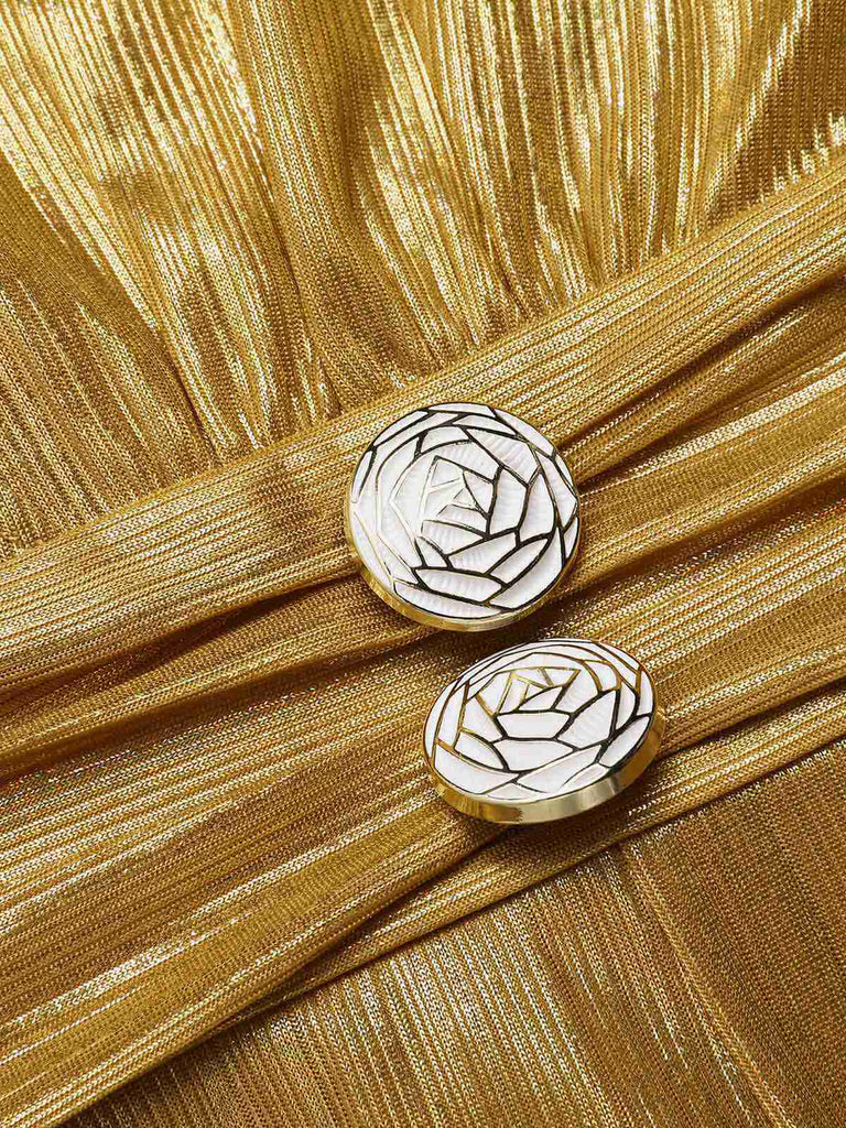 Gold 1970er Solide V-Ausschnitt Halter Jumpsuit