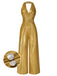 Gold 1970er Solide V-Ausschnitt Halter Jumpsuit