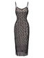 Schwarz 1960er Pailletten Spaghetti Träger Kleid