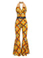 [Vorverkauf] 70er Jumpsuit mit Blumen-Patchworkmuster und Neckholder
