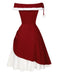 [Vorverkauf] Rot 1950er Weihnachten Plüsch Schulterfrei Kleid