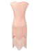 [Vorverkauf] Rosa 1920er Quaste Flügelärmel Pailletten Kleid