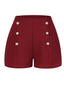 1950er Solide Knöpfen Hohe Taille Shorts