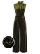 Grün 1940er Krawattenhals Samt Jumpsuit