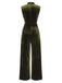 Grün 1940er Krawattenhals Samt Jumpsuit