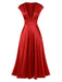 Rot 1930er Solide Tiefer V-Ausschnitt Satin Kleid