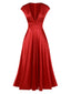 Rot 1930er Solide Tiefer V-Ausschnitt Satin Kleid