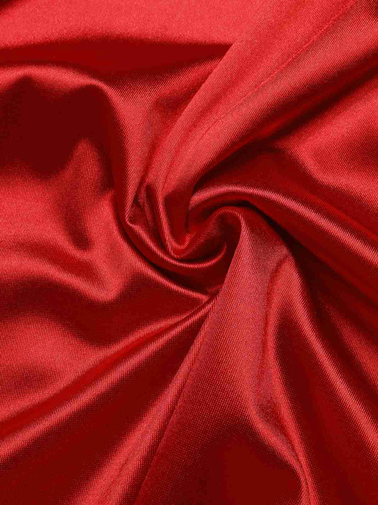 Rot 1930er Solide Tiefer V-Ausschnitt Satin Kleid