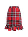 Rot 1970er Tartan Plaids Bogen Rüschen Rock